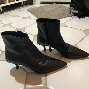 Prada black leather kitten heel booties size 37.5